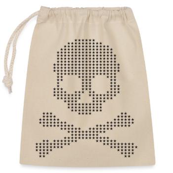Starry Skull & Crossbones - Closable cotton gift bag (25x30cm) - nature - Front