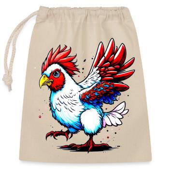 Colorful rooster in fire colors - Closable cotton gift bag (25x30cm) - nature - Front