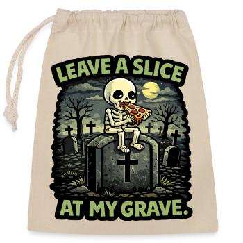 Squelette de pierre tombale mangeant une part de pizza sur la tombe - Sac cadeau en coton avec cordon (25 x 30 cm) - nature - Devant