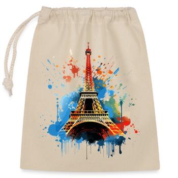 Paris Eiffel Tower Skyline France Splash Colorful - Closable cotton gift bag (25x30cm) - nature - Front