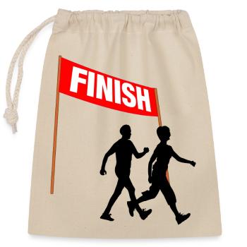 Walking Finish Duo - Closable cotton gift bag (25x30cm) - nature - Front