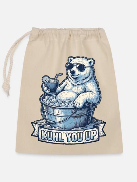 Kühl You Up Eisbär - Verschließbarer Geschenkbeutel aus Baumwolle (25x30cm) - Natur