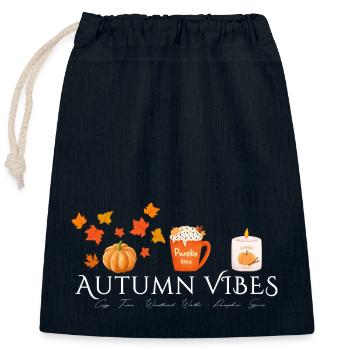 Autumn Vibes - Herbst Design - Pumpkin Spice - Verschließbarer Geschenkbeutel aus Baumwolle (25x30cm) - Navy - Vorne