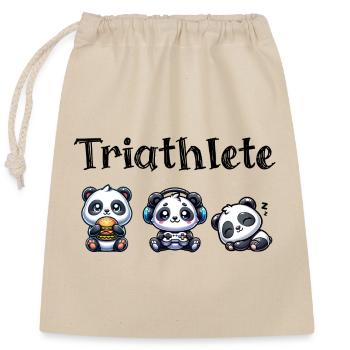 Triathlete Panda - Verschließbarer Geschenkbeutel aus Baumwolle (25x30cm) - Natur - Vorne