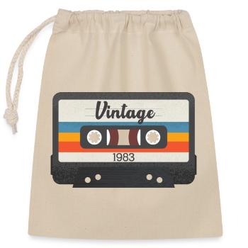 Vintage Kassette 1983 - Verschließbarer Geschenkbeutel aus Baumwolle (25x30cm) - Natur - Vorne