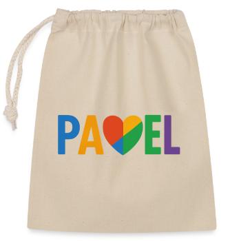 Padel Herzbunt Logo - Verschließbarer Geschenkbeutel aus Baumwolle (25x30cm) - Natur - Vorne