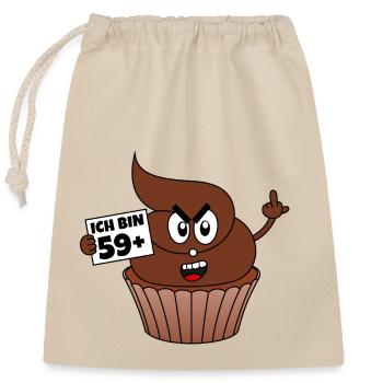 60th Birthday Kackcake I am 59+1 Gift - Closable cotton gift bag (25x30cm) - nature - Front