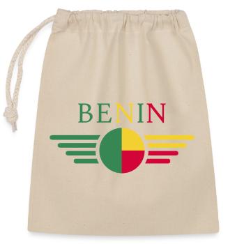 J’aime le Bénin, T-shirt design de style élégance - Sac cadeau en coton avec cordon (25 x 30 cm) - nature - Devant