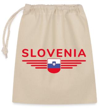 Stylisches Slowenien Design - Verschließbarer Geschenkbeutel aus Baumwolle (25x30cm) - Natur - Vorne
