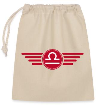 Zodiac sign Libra, exclusive T-shirt design - Closable cotton gift bag (25x30cm) - nature - Front