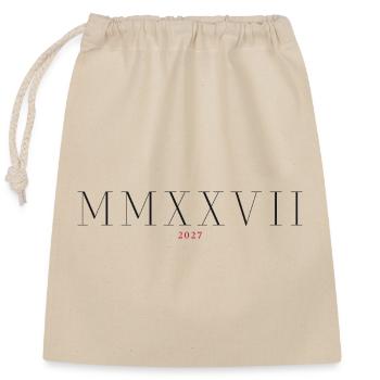 Roman numeral Year of birth Made in 2027 - Closable cotton gift bag (25x30cm) - nature - Front