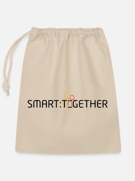 SmartTogether Schriftzug - Verschließbarer Geschenkbeutel aus Baumwolle (25x30cm) - Natur