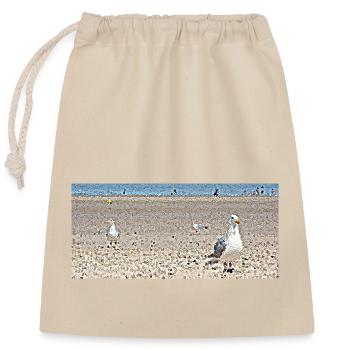Les goélands à la plage - Sac cadeau en coton avec cordon (25 x 30 cm) - nature - Devant
