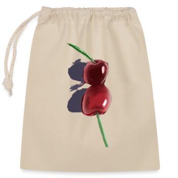 Watercolor Cherry Duo - Closable cotton gift bag (25x30cm) - nature - Front