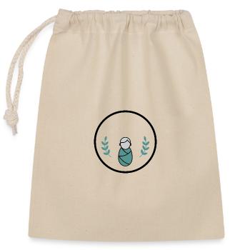 Gentle swaddling baby symbol individually customizable - Closable cotton gift bag (25x30cm) - nature - Front