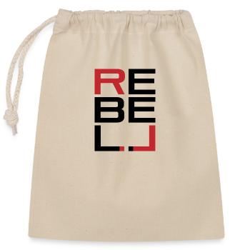 REBELL schwarz-rot - Verschließbarer Geschenkbeutel aus Baumwolle (25x30cm) - Natur - Vorne