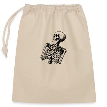 Surprised skeleton - Closable cotton gift bag (25x30cm) - nature - Front