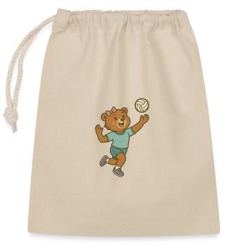 Volleyball - Bear - Closable cotton gift bag (25x30cm) - nature - Front