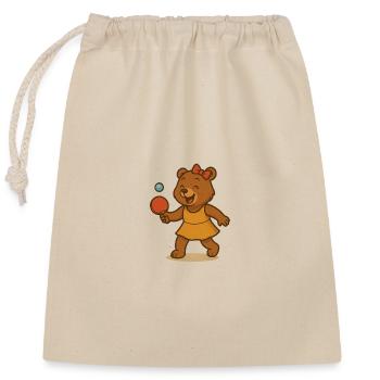 Tennis de table Ours - Sac cadeau en coton avec cordon (25 x 30 cm) - nature - Devant