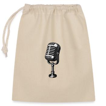 Old microphone - Closable cotton gift bag (25x30cm) - nature - Front