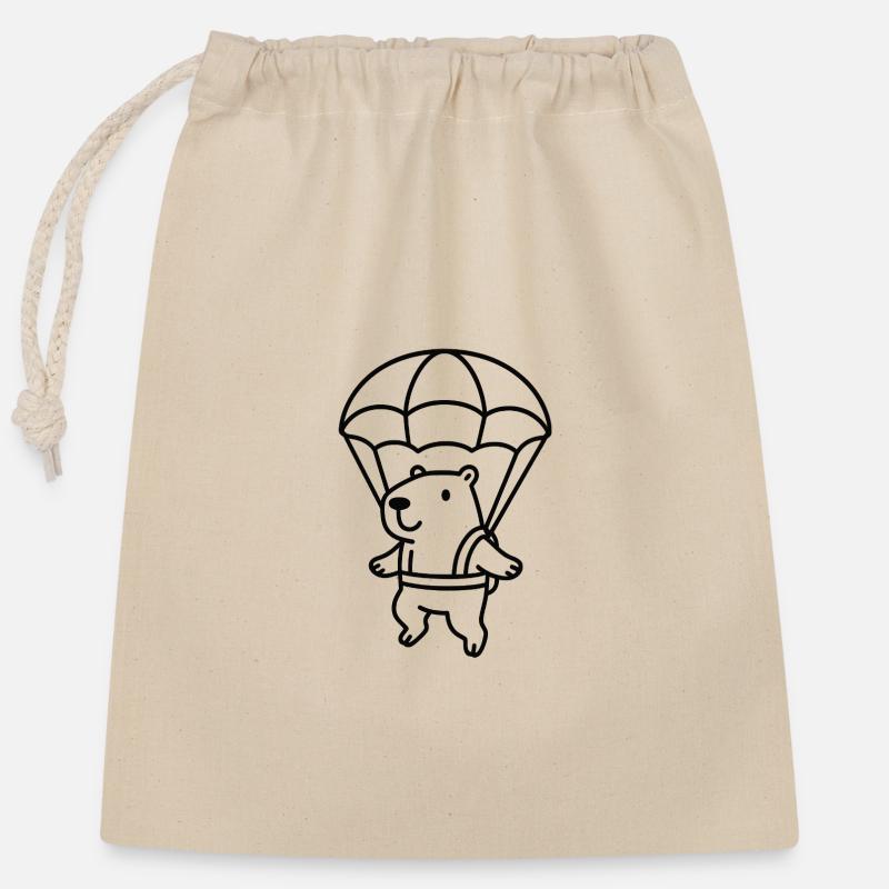 Capybara with parachute - Closable cotton gift bag (25x30cm) - nature