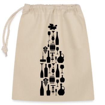 Wine Wine Bottle Wine Lovers - Closable cotton gift bag (25x30cm) - nature - Front