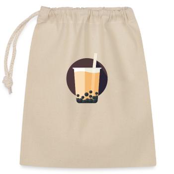 Icône de thé à bulles ronds - Sac cadeau en coton avec cordon (25 x 30 cm) - nature - Devant