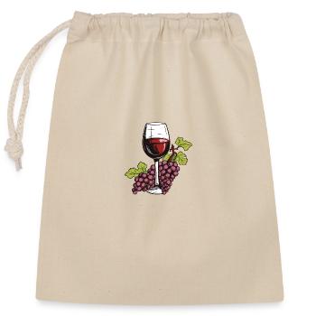 Wine Glass Grapes Wine - Closable cotton gift bag (25x30cm) - nature - Front