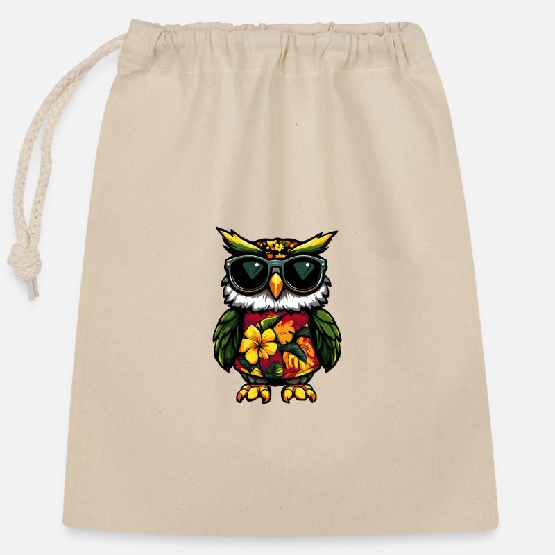Chouette Bande dessinée Vacances - Sac cadeau en coton avec cordon (25 x 30 cm) - nature