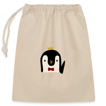 mignon pingouin design mignon pingouin animal doux - Sac cadeau en coton avec cordon (25 x 30 cm) - nature - Devant
