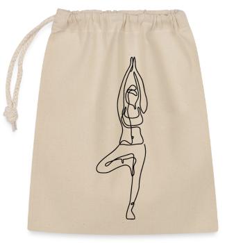 2 Yoga Vrikshasana oder der Baum | Schwarzer Strich - Verschließbarer Geschenkbeutel aus Baumwolle (25x30cm) - Natur - Vorne