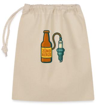 Zündkerze verbunden mit Flasche - Verschließbarer Geschenkbeutel aus Baumwolle (25x30cm) - Natur - Vorne