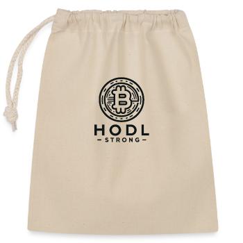 Bitcoin "Hodl Strong" - Verschließbarer Geschenkbeutel aus Baumwolle (25x30cm) - Natur - Vorne