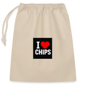 I Heart Chips - Closable cotton gift bag (25x30cm) - nature - Front