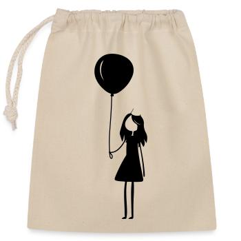 Birthday Balloon Girl Child - Closable cotton gift bag (25x30cm) - nature - Front