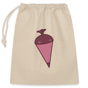 Cute pink school cone - Closable cotton gift bag (25x30cm) - nature - Front