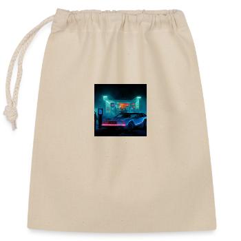 DeLorean sation service of the future Japanese style - Closable cotton gift bag (25x30cm) - nature - Front