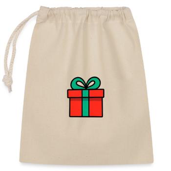 Neon Red Gift Box with Glossy Ribbon - Closable cotton gift bag (25x30cm) - nature - Front