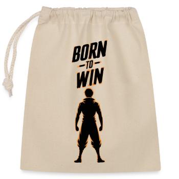 NÉ POUR GAGNER - Sac cadeau en coton avec cordon (25 x 30 cm) - nature - Devant