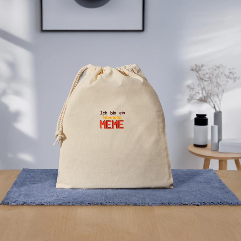 Ich bin ein lebendes Meme (Basic Collection) Verschließbarer Geschenkbeutel aus Baumwolle (25x30cm)