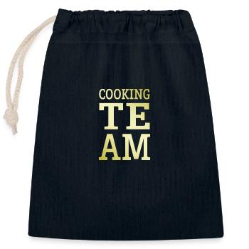 Équipe de cuisine - Sac cadeau en coton avec cordon (25 x 30 cm) - bleu marine - Devant
