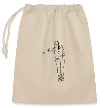 Joueur de pétanque droitier - Sac cadeau en coton avec cordon (25 x 30 cm) - nature - Devant