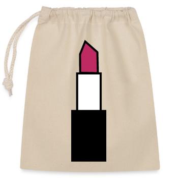 Lippenstift Lippen - Verschließbarer Geschenkbeutel aus Baumwolle (25x30cm) - Natur - Vorne