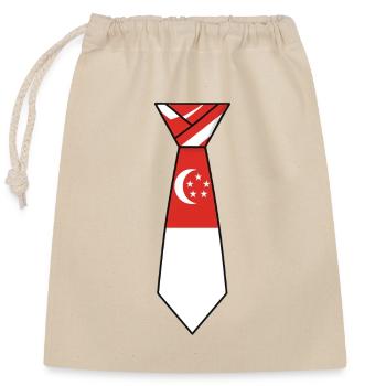 Singapore Tie – Flaggendesign - Verschließbarer Geschenkbeutel aus Baumwolle (25x30cm) - Natur - Vorne