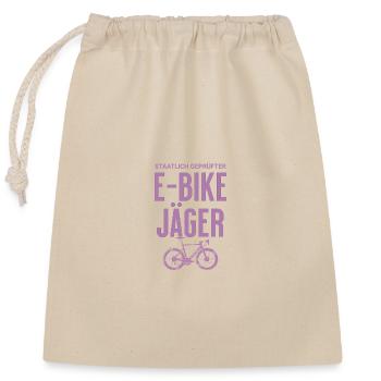Staatlich Geprüft E-Bike Jäger  - Verschließbarer Geschenkbeutel aus Baumwolle (25x30cm) - Natur - Vorne