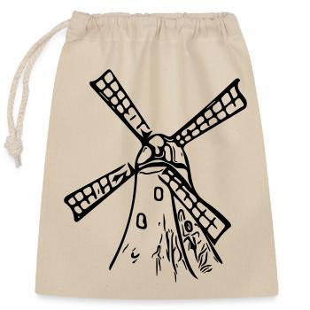 Klassische Vintage Windmühle - Verschließbarer Geschenkbeutel aus Baumwolle (25x30cm) - Natur - Vorne