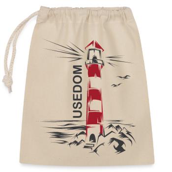 Phare Lac Usedom Vacances mer Rouge Blanche Mer Baltique - Sac cadeau en coton avec cordon (25 x 30 cm) - nature - Devant
