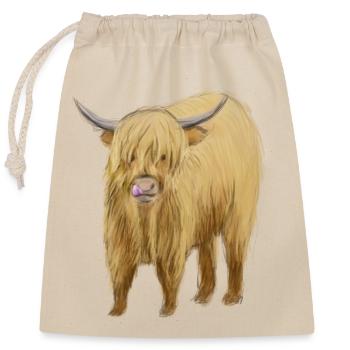 Art de la vache des Highlands - Sac cadeau en coton avec cordon (25 x 30 cm) - nature - Devant