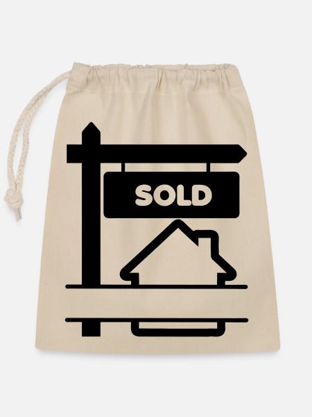 Transparentes Logo-Schild mit verkauftem - Verschließbarer Geschenkbeutel aus Baumwolle (25x30cm) - Natur