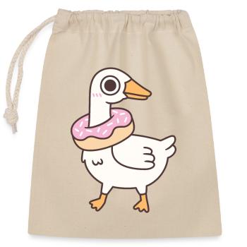 Süße alberne Gans mit Donut um den Hals - Verschließbarer Geschenkbeutel aus Baumwolle (25x30cm) - Natur - Vorne